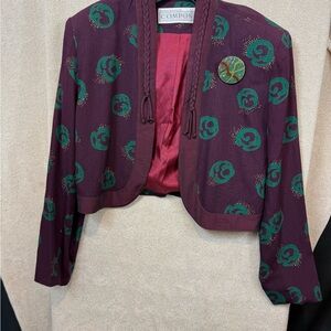 Componix Women's Blazer with Green Patterns